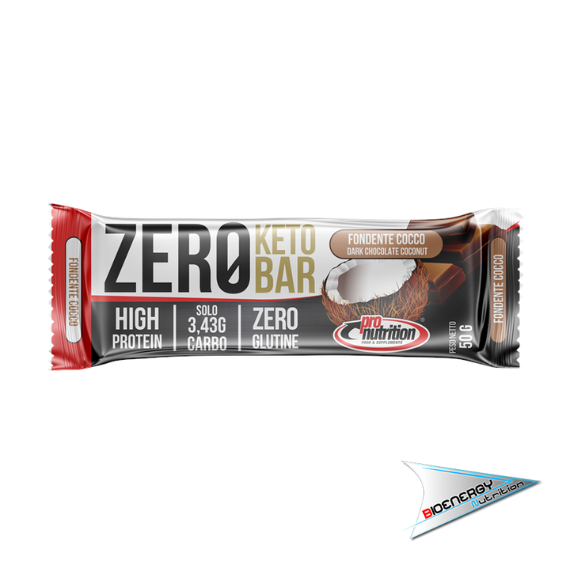 Pronutrition-ZERO KETO BAR (Conf. da 25 barrette da 50 gr)   Fondente Cocco  